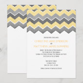Invitations de mariage Zig Zag gris et jaune (Devant / Derrière)