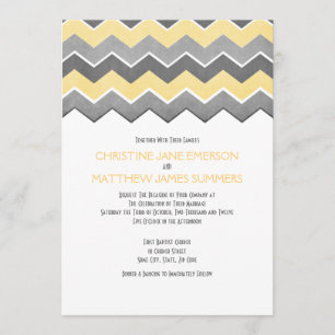 Invitations de mariage Zig Zag gris et jaune