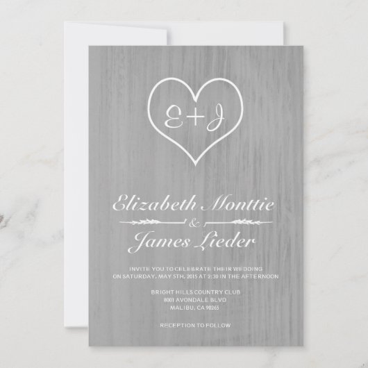Invitations de Mariages campagnards d'argent (Devant)