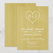 Invitations de Mariages campagnards d'or (Devant / Derrière)