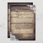 Invitations de Mariages campagnards en bois rustiq (Devant / Derrière)