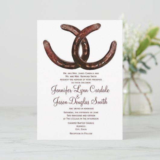 Invitations de Mariages campagnards en fer à cheva (Debout devant)