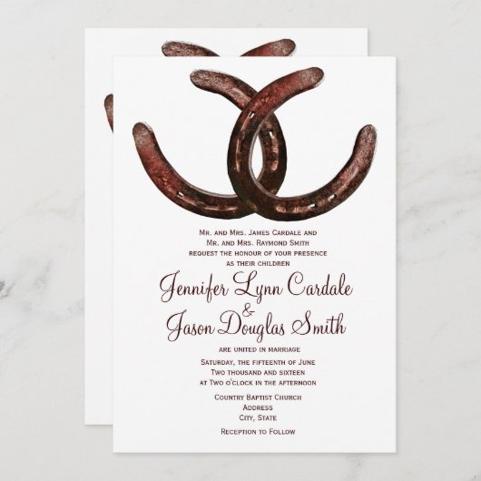 Invitations de Mariages campagnards en fer à cheva (Devant / Derrière)