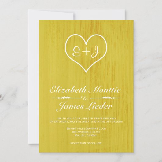 Invitations de Mariages campagnards jaunes (Devant)