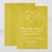 Invitations de Mariages campagnards jaunes (Devant / Derrière)