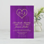 Invitations de Mariages campagnards Purple & Gold (Debout devant)