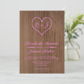 Invitations de Mariages campagnards roses et Brown (Debout devant)