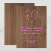Invitations de Mariages campagnards roses et Brown (Devant / Derrière)