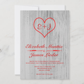 Invitations de Mariages campagnards rouges et blan