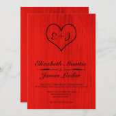 Invitations de Mariages campagnards rouges et noir (Devant / Derrière)