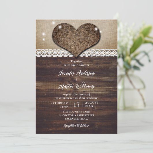 Invitations de Mariages campagnards rustiques (Debout devant)
