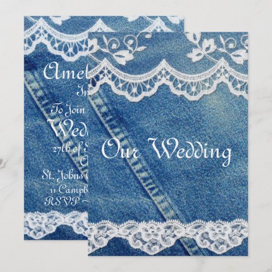 Invitations de Mariages campagnards rustiques Deni (Devant / Derrière)