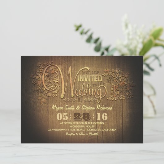 invitations de mariages campagnards rustiques en b (Debout devant)