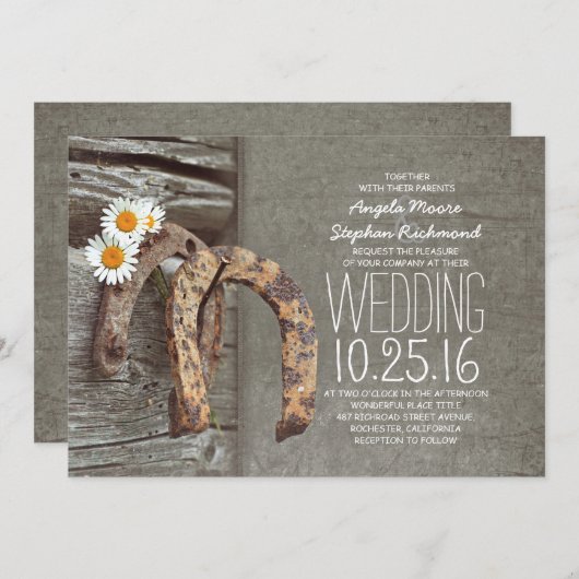 Invitations de mariages campagnards rustiques - Fe (Devant / Derrière)