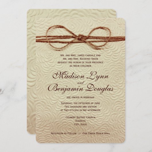 Invitations de Mariages campagnards rustiques vint (Devant / Derrière)