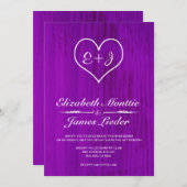 Invitations de Mariages campagnards violets (Devant / Derrière)