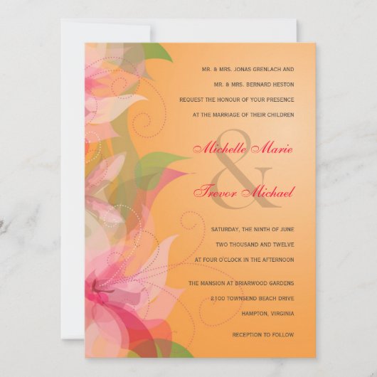 Invitations de Mariages de automne floraux de la t (Devant)
