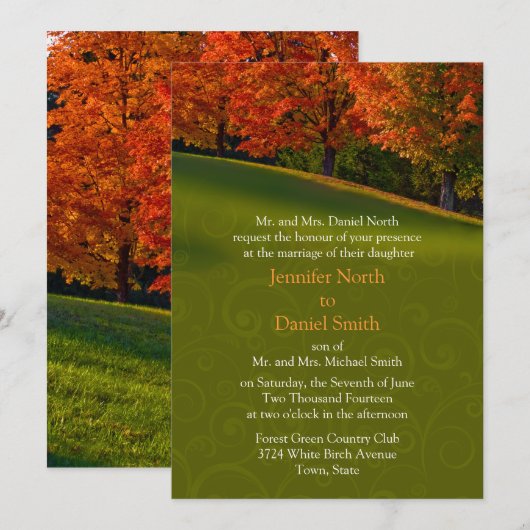 Invitations de Mariages de automne rustiques (Devant / Derrière)