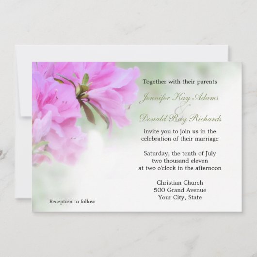 Invitations de Mariages ou de fêtes aux Azaleas ro (Devant)
