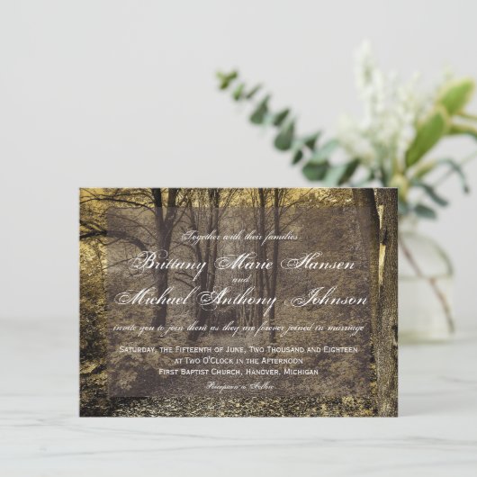 Invitations de mariages rustiques dans les forêts  (Debout devant)