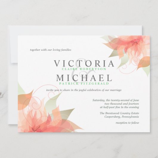 Invitations de mariés écolo et orangés (Devant)