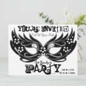 Invitations de mascarade "Couper le masque" (Debout devant)