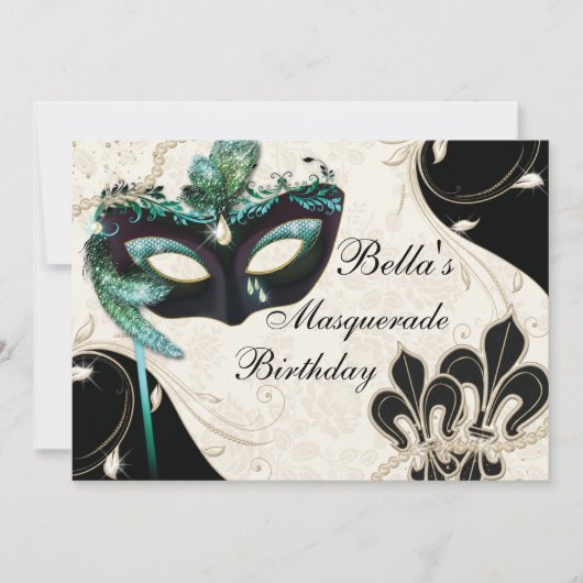 Invitations de mascarade de masques de masques vén (Devant)