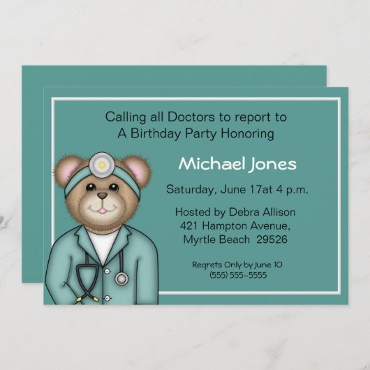 Invitations de médecins pour enfants (Devant / Derrière)