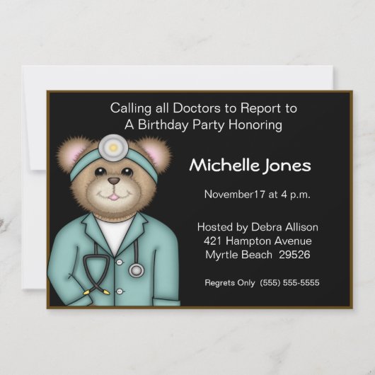 Invitations de médecins pour enfants/adultes (Devant)