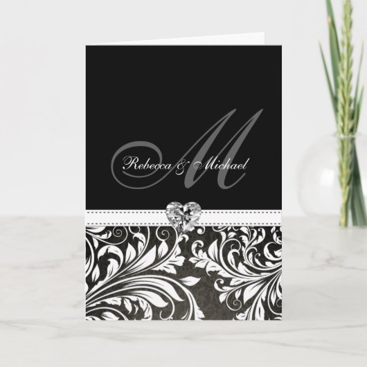 Invitations de monogramme noir & blanc élégant (Devant)