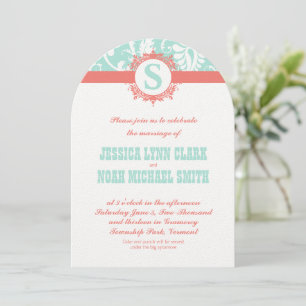 Invitations de Monogrammes de menthe et de pêche M