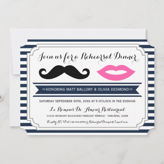 Invitations de moustache et de dîner de répétition (Devant)