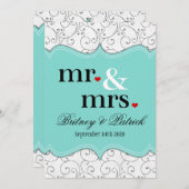 Invitations de Mr & Mme Blue Wedding (Devant / Derrière)