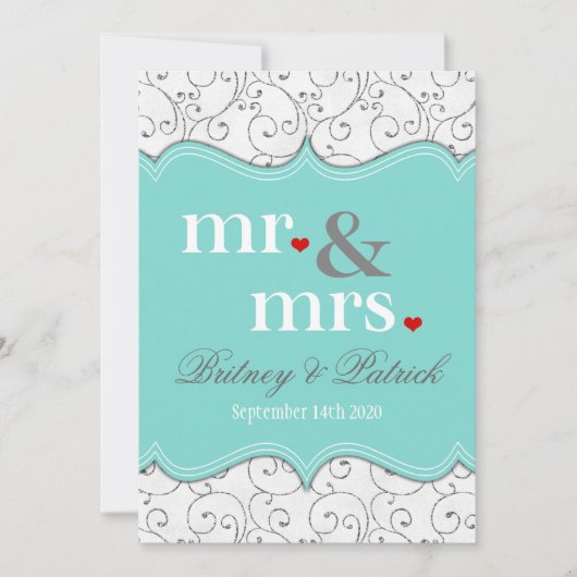 Invitations de Mr & Mme Blue Wedding (Devant)