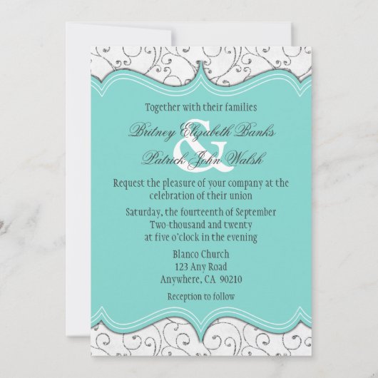 Invitations de Mr & Mme Blue Wedding (Dos)