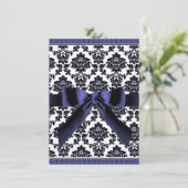 Invitations de Navy Blue & Black Mariage damassé (Debout devant)