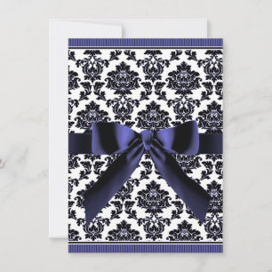 Invitations de Navy Blue & Black Mariage damassé