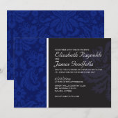 Invitations de Navy Blue Mariage damassé (Devant / Derrière)