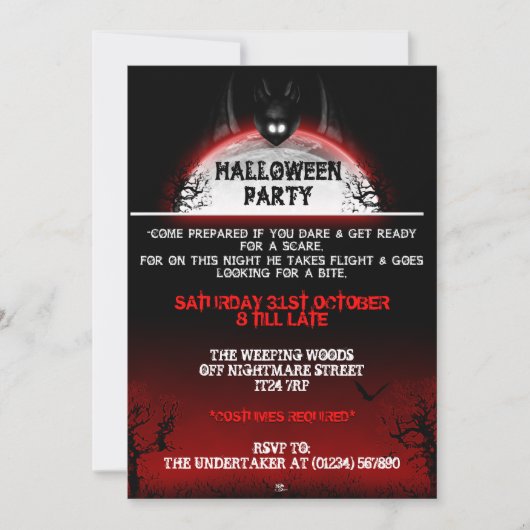Invitations de Nightmare Bat Halloween (Devant)