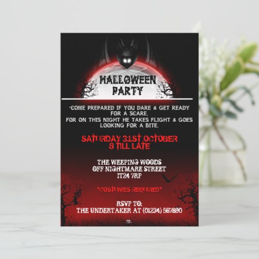 Invitations de Nightmare Bat Halloween (Debout devant)