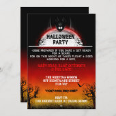 Invitations de Nightmare Bat Halloween (coucher du (Devant / Derrière)