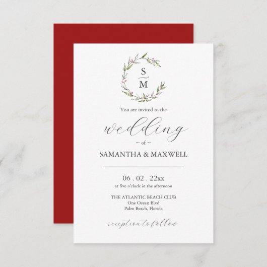Invitations de noces avec code QR (Devant / Derrière)