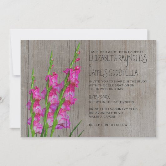 Invitations de noces de Gladiolus (Devant)