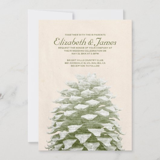Invitations de noces de pin blanc (Devant)