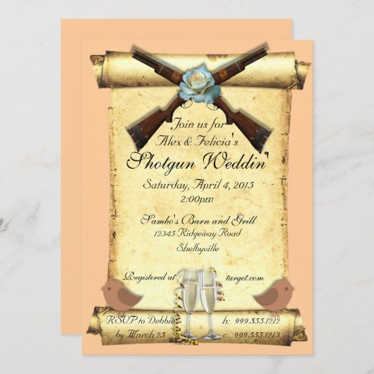 Invitations de noces de tir dans une pêche douce (Devant / Derrière)