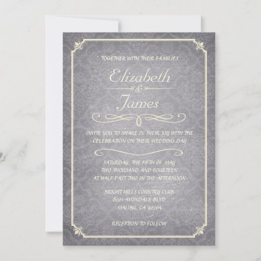 Invitations de noces en damas d'argent (Devant)
