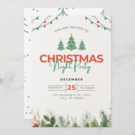 Invitations de Noël (Devant / Derrière)