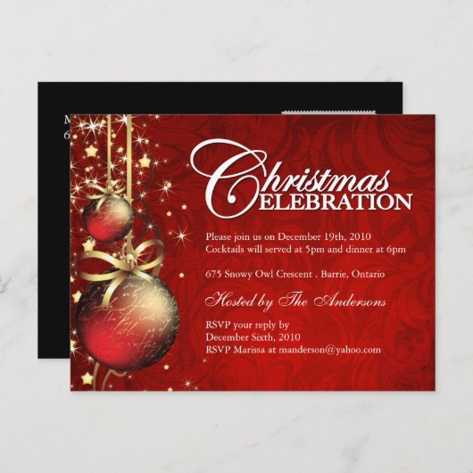 Invitations de Noël (Devant / Derrière)