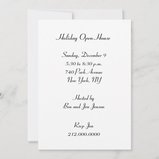 Invitations de Noël (Dos)