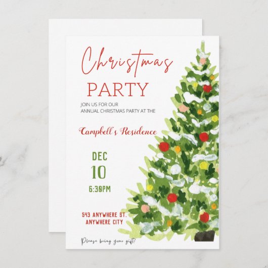 Invitations de Noël (Devant / Derrière)